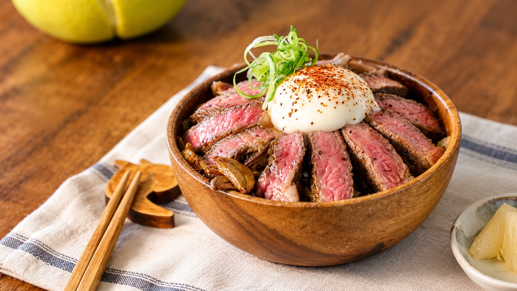 朝日全能平底鍋柚香牛肉丼食材準備